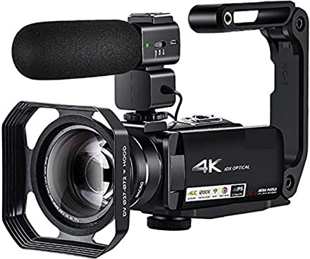 Appareils Photo Numériques, Caméscope vidéo 4k caméra de vlogging avec Microphone Externe AC7 10X Zoom Optique Plein HD Camaras for l'enregistrement de vlog(Bundle A)