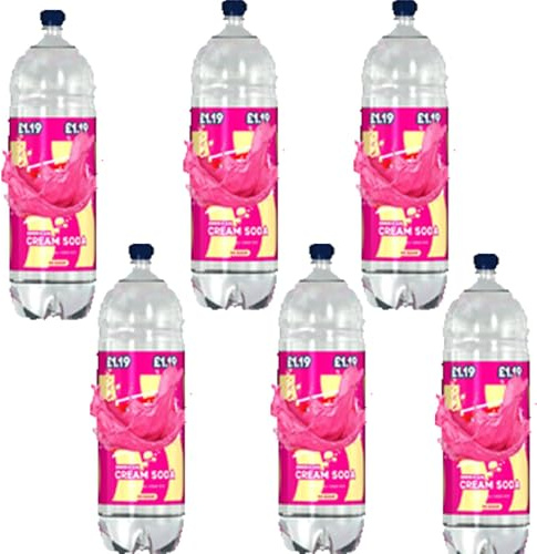 Cream Soda Flavour Sparkling Soft Drink with Sweeteners – 2L Bottles Fizzy Refreshing Beverage - Br (6 x Bottle)