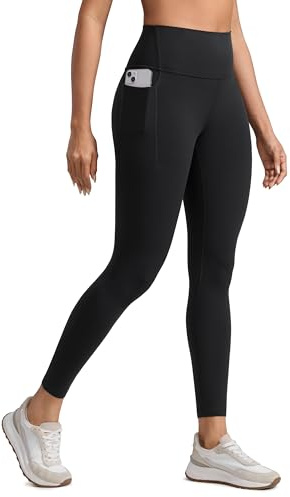CRZ YOGA Womens Butterlift Workout Leggings 25 - Pilates Athletic Gym Yoga High Waist Pants with Side Pockets Black 10