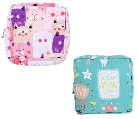 ROMISBABA 2 piezas Bolsa para Guardar Compresas con Cremallera y Portátil Neceser Higiénico Femenino para Oficina Viaje y Escuela Diseño Compacto y Elegante para Mujeres y Niñas