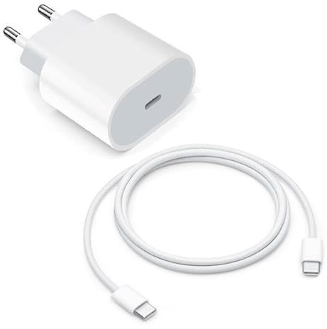 Chargeur Rapide pour 16/16 Pro/16 Pro Max/16 Plus/16e/15/15 Pro/15 Pro Max/15 Plus/Pad, Prise Adaptateur Secteur Embout USB C 20 W avec Câble USB-C 2M