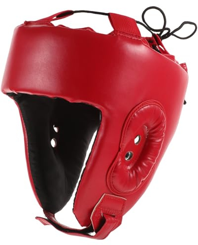 Hohopeti Boxing Headgear for Men Full Head Protection PU Material Lightweight Breathable Sparring Helmet for Mma Muay Thai Kickboxing Taekwondo Training Gear Red