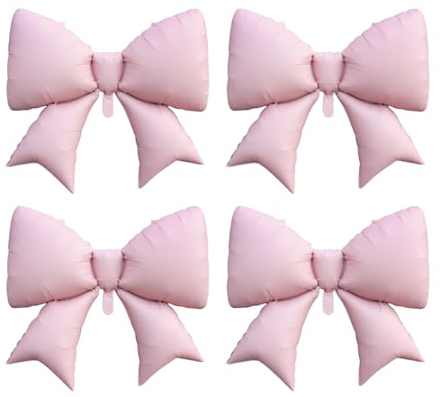 4 Stück XXL Rosa Luftballons mit Schleife – Folienballon Deko für Geburtstag, Hochzeit, Babyparty & Junggesellinnenabschied – Prinzessin & Valentinstag Dekoration