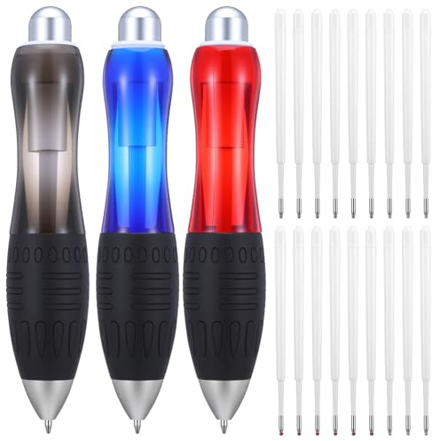 YBEATY 21 Pcs Big Fat Pen Heavy Heavy Wide Grip Pens Aids Writing Ballpoint Pen for Tremor Arthritis Handicap Parkinson Carpal Tunnel (3 Pens + 6 Black + 6 Blue +6 Red Refills)