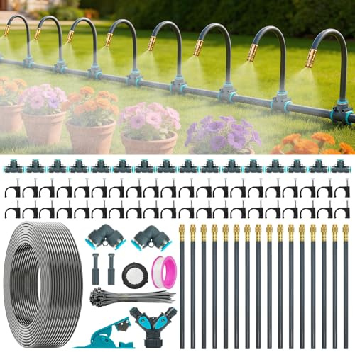 MQHUAYU 30m Bewässerungssystem, 360° Automatisches Garten Bewässerungssystem, Bewässerungssystem Garten, Geeignet Für Gartenpflanzen, Blumenbeete, Gärten, Topfpflanzen Und Rasenflächen