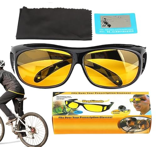 Generico Nachtsichtbrille – Gelb Blendfrei | Ergonomische Sonnenbrille | Nachtfahrbrille | Winddicht Regen | Herren Damen Gehen, Radfahren, Straßensicherheit