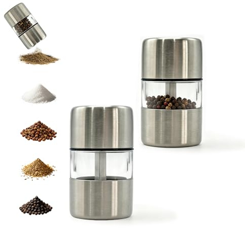 molinillo pimienta, molinillo sal, set de molinillos de sal y pimienta con núcleo de cerámica, molinillo de pimienta, salt and pepper grinder set, molinillo de especias manual para cocina, camping y r