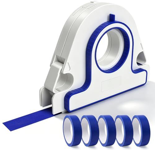 Afenau Applicateur Ruban Masquage, Dérouleur Scotch Peinture avec 5 Rouleaux de Ruban Adhésif Bleu, Applicateur de Ruban Masquage, Applicateur de Ruban de Masquage pour Fenêtres, Cadres de Portes