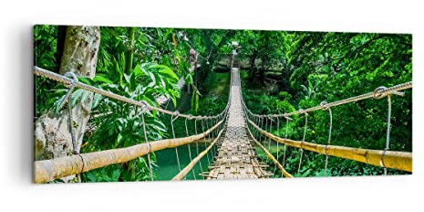 ARTTOR Leinwandbild 140x50cm Wandbild Landschaften Brücken - 3185 | Gehweg Baum Holz Panorama Groß XXL Wanddekoration Wohnzimmer Schlafzimmer Wanddeko Wand Kunstdruck Wandkunst ARTTOR