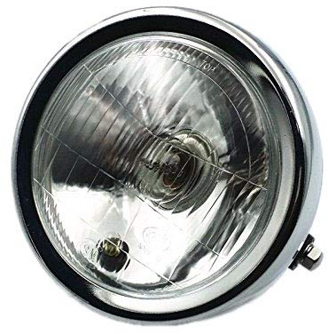 Motorbike Side Mount Headlight Head Lamp for Honda Kawasaki BMW Suzuki Yamaha Harley Triumph Victory Cafe Racer CB GN 125 Vintage Retro (Chrome/Clear)