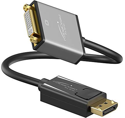 KabelDirekt – DisplayPort DP to DVI adapter – 0.15m – (maximum resolution 4K/30Hz, suitable for all graphics cards with a DP socket for connecting beamers or monitors with a DVI input) – PRO Series