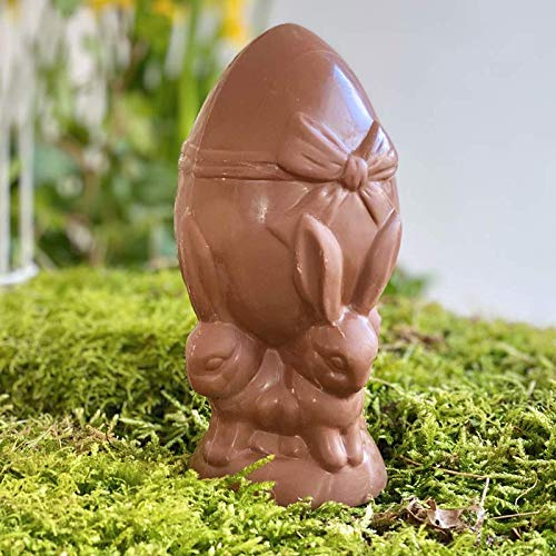Moulage chocolat de Paques LAPINS OEUF SUR LE DOS 140g - chocolat de Pâques - Fabrication artisanale en France - chocolat de paques lapin poule cloche poussin oeuf