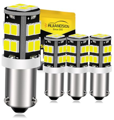 Ruiandsion 4pcs BAX9S H6W 64132 38161 Bombilla LED 12V Super Brillante 2835 20SMD Chipset LED Luz de estacionamiento Luz de lectura Luz de posición lateral Bombillas, Blanco