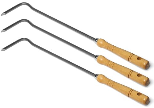 3 x tisonnier avec manche en bois pelle à feu souffleur de braises accessoires de cheminée ustensiles de cheminée pelle à cendres (3, tisonnier)
