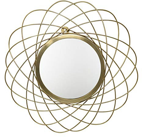 LaLe Living Wandspiegel - Ayna - Spiegel aus Eisen in Gold zum aufhängen an die Wand, Ø 44,5 cm
