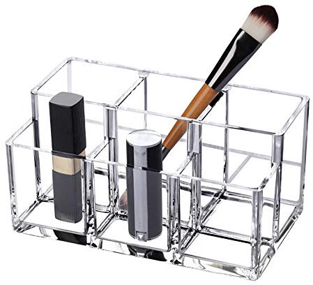 Guolich Make-up Veranstalter Pinselhalter 6 Abschnitte Acryl Kosmetik Aufbewahrungskoffer Ständer für Make-up, Heim, Büro, Badezimmer