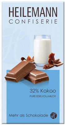 Heilemann Confiserie Schokolade, pure Tafel, 32% Kakao Edelvollmilch-Schokolade, 100 g