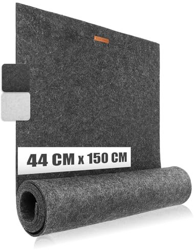 com-four® Premium Tischband aus Filz - 44 x 150 cm - Dekoration für die Festliche Tafel - Tischläufer als Tischdekoration - Lange, schmale Tischdecke, abwaschbar (Anthrazit)