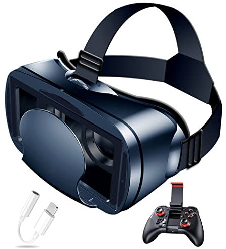 JYMYGS VR Glasses, Virtual Reality Headset, VR Headsets Support Android and IOS, Bluetooth Connection for iPhone 13 Pro Max/13 Pro/13/12/11, for Samsung Galaxy S21, Huawei, Xiaomi