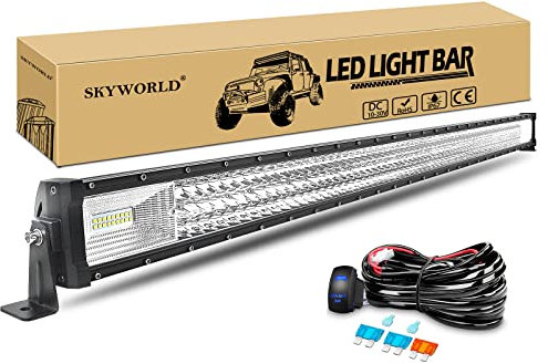 SKYWORLD LED Arbeitsscheinwerfer Bar, 132cm 52 Zoll 675W Zusatzscheinwerfer Scheinwerfer Led Lichtleiste Offroad Lampe mit 12V Rocker kabelbaum kit für Auto SUV ATV UTV LKW 4x4 Nebelscheinwerfer
