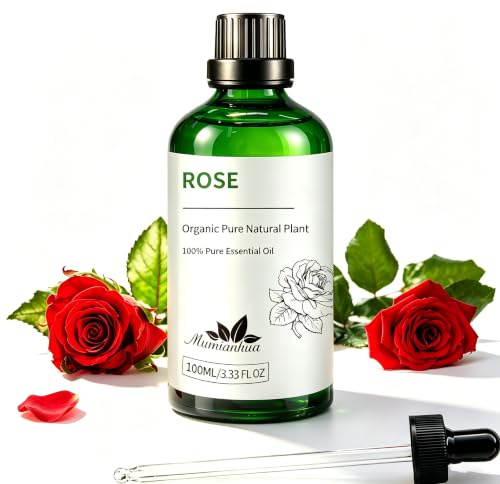 Huile De Rose 100ML,100% Pure Naturelle Huile Essentielle Rose, Pour Diffuseur, Bougie de Parfum, Massage, DIY Savon, Bougies,Huile d'Aromathérapie Naturelle