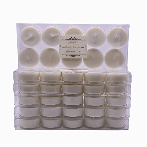 LITLUNA Soy Tealight Candles Scented w/Clear Cup- Pack 60,Assorted 6 Luxury Aromatheraphy Collect-Lavender/Rose/Jasmine Tea/Vanilla/Basil Orange/Apple, Pleasing Smell for Home,Camping,Trip