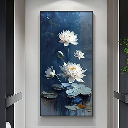 Cuadros Oleo Pintados A Mano Sobre Lienzo Grandes,Pintura Al Óleo Pintada A Mano Imágenes De Arte De Flor De Loto Sin Marco Arte Moderno Pintura De Pared Obra De Arte Texturizada Original Sala De