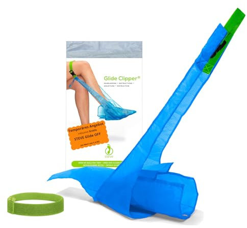 STEVE Glide Clipper 30 Sek. An- UND Ausziehhilfe für Kompressionsstrümpfe, Stützstrümpfe, Kompressionssocken anziehen, ausziehen, für offene & geschlossene Spitze - JETZT mit Gratis STEVE Glide OFF!!