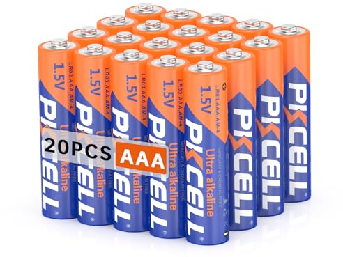 PKCELL AAA Batteries 20 Pack, Triple A Batteries, 1.5V High-Performance Alkaline Battery for Flashlights Keyboards Clocks Toys Remote Controls, 10-Year Shelf Life