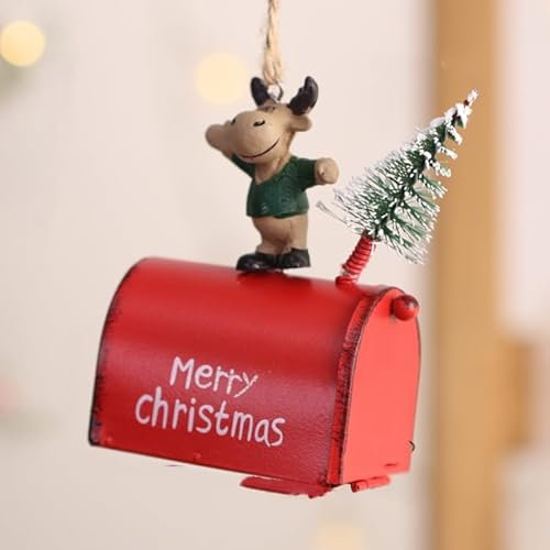 SYSUII 5 Stück Metall Weihnachtsanhänger, Weihnachtsbaumschmuck Set Weihnachtsbaum Deko Anhänger Weihnachtsbaum Hängende Ornamente für Weihnachtsbaum Fensterschmuck Briefkasten Elch