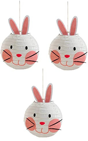MUCKLILY 3St Kaninchen Laterne Outdoor- Osterkugel Laternen Lampen Wohnkultur hängende Requisiten Party-Laterne tragbar Papierlaterne dekorative Aufhängung schmücken hängende Laterne