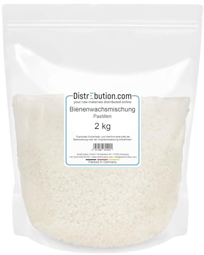 DistrEbution Bienenwachsmischung Pastillen weiß 2kg Wachs für Kosmetik und Bienenwachstücher