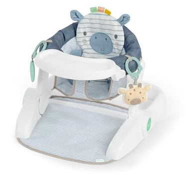 Ingenuity, Sedile da pavimento Prop Spot Learn-To-Sit, 2 giocattoli agganciabili, tappetino per gioco a pancia in giù, unisex, 4-12 mesi - Casi