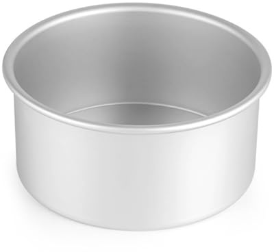 WUWFKUI Molde redondo de aluminio para tartas, molde redondo profundo para hornear con fondo suelto extraíble (8 x 4 pulgadas)