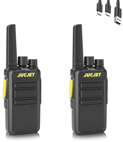 JUCJET V12D Walkie Talkie, PMR446 Funkgeräte Set mit großer Reichweite und intelligenter Geräuschunterdrückung & Stimmerkennung Walkie Talkie - verschlüsselte Kommunikation, analoges Scannen(2 Stück)