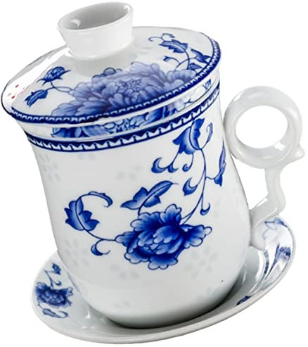 Amosfun Tee Tasse Keramik Mit Deckel Und Untertasse Im Chinesischen Stil Für Tee Und Kaffee Getränke Zuhause Büro Restaurant Hotel