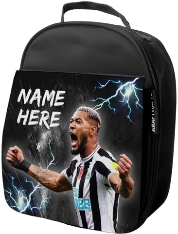 KRAFTYGIFTS Personalised Joelinton Lunch Bag Newcastle Football Legend Boys School Nursery Insulated Lunchie Box Lunchbox Snackbox NL34