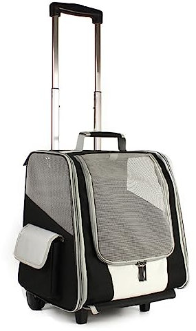 Sac à dos à roulettes pour animaux de compagnie,cage de voyage pour chat,chien,lapin,transport de chiot de camping en plein air,chariot pour chat et chiot-avec sac de rangement et trou de ventilatio