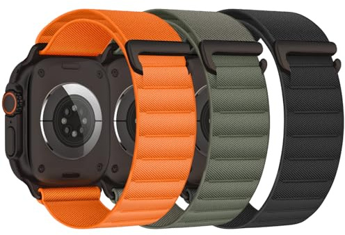 3 Pack Alpine Loop Compatible with Apple Watch Straps 45mm 44mm 46mm 49mm 42mm for Women Men, Nylon Sport Loop Replacement Band mit C-Hook for iWatch Ultra 3 2 1 SE Series 11 10 9 8 7 6 5 4 3 2 1