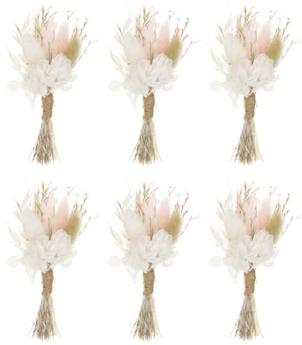 PATIKIL 6 st torkade blommor, minibukett, naturligt pampasgräs, vilda blommor med stjälk, gisophila, bohemisk blomväxt för gör-det-själv hantverk, bröllopsgåvor, rosa