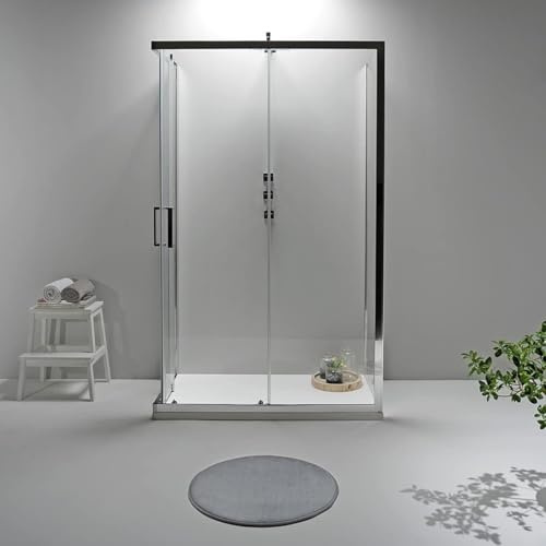 Box Doccia 3 Lati 80x100x80 cm x h190 - Cabina Doccia con Porta Scorrevole, Cristallo Temperato 6mm, Trasparente e Anticalcare con Profilo in Alluminio Cromato e Chiusura Magnetica