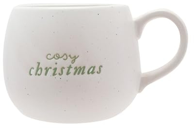 The Seasonal Gift Co - White Speckled White Ceramic Mug - Cosy Christmas - Whimsical Christmas Gifting & Homeware Present for Tea, Coffee & Holiday Festive Drinking.
