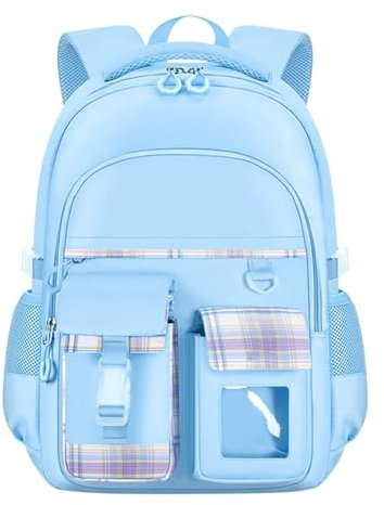 Hellblaue Reiserucksäcke für Mädchen, große Büchertaschen für Teenager, Mädchen, Rucksack für Schule, Laptopfach, Grundschule, Festival, Rucksack, blau, 80