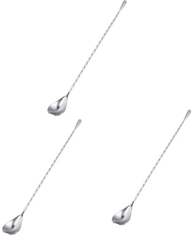 OKUMEYR 3piezas Cucharón De Mezcla De Acero Inoxidable Diseño Espiral Cuchara De Bar para Cócteles Batidos y Bebidas Altos Vasos Utensilio De Cocina y Elegante