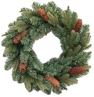 Künstlicher Edel Tannenkranz grün - 40 cm - Weihnachts Türkranz mit naturgetreuen Tannenzweigen - Deko Kunst Tannenzweig Adventskranz Spritzguss Kranz für Weihnachtsdeko (1)