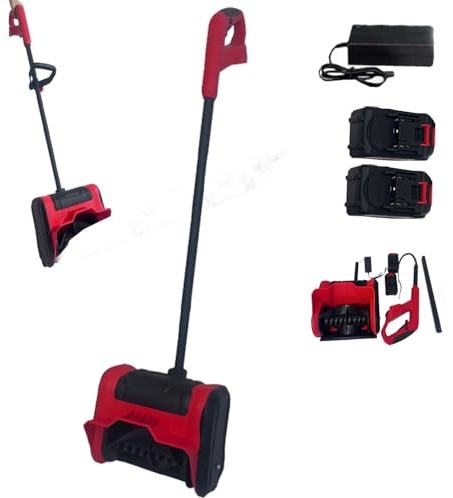 Hooha Akku schneeschaufel/Schneebürste/schneeräummaschine für Kontinuierliches Schneeschaufeln&Mehrfaches Schaufeln（Inkl. 21V 2x2.0Ah Akkus&Ladegerät&Arbeitsbreite 32cm&Schneehöhe 15cm&Wurfweite 8m）
