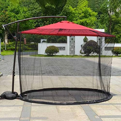 LXWKAI Zanzariera per ombrellone da Giardino, Rete in Poliestere Universale per ombrelloni da Tavolo da Mercato all'aperto e ombrellone a sbalzo, Nero, 300x230 cm (ombrellone Non Incluso)