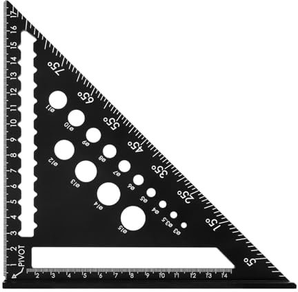 180 mm Zimmermannswinkel, Anschlagwinkel mit Tieflochmarker, mit Anschlag Metrisch Winkel Anschlagwinkel, Winkel Metall 45 90 grad, zum Präzisen Anreißen & Zeichnen
