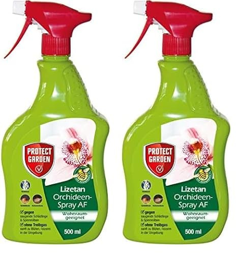 PROTECT GARDEN Lizetan Orchideen-Spray AF, gegen hartnäckige Schädlinge wie Blattläuse, Wollläuse, Schildläuse, Spinnmilben an Orchideen, 500 ml Sprühflasche (Packung mit 2)