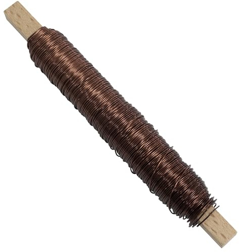 AERZETIX - Bobine fil de fer pour fleuristerie et bricolage 0.5 mm x 50 m - créations florales artisanat décoration loisir créatif - en métal - couleur marron